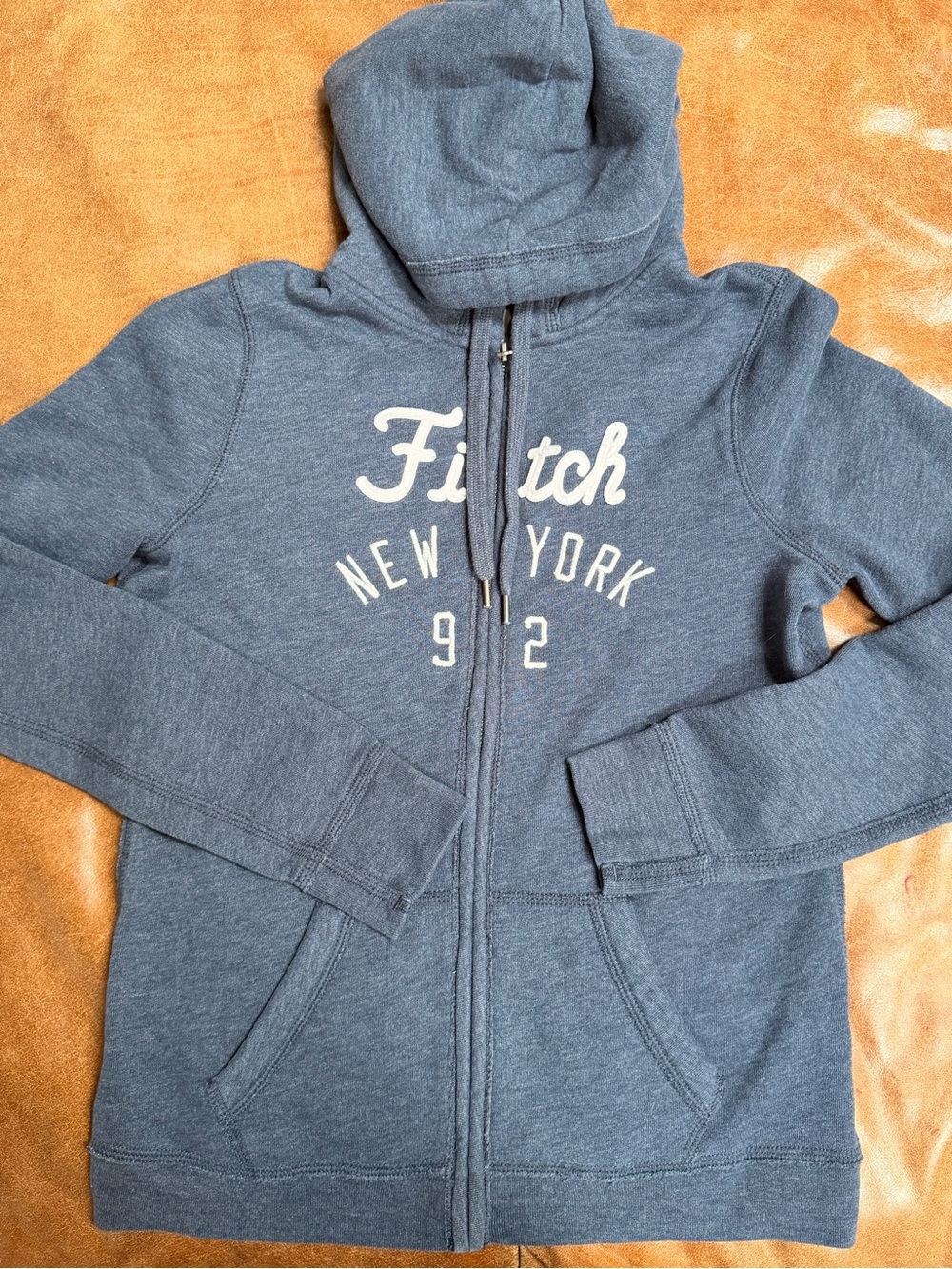 Abercrombie & Fitch Womens Medium Hoodie Full Zip New York 92 Blue Fleece 2010s